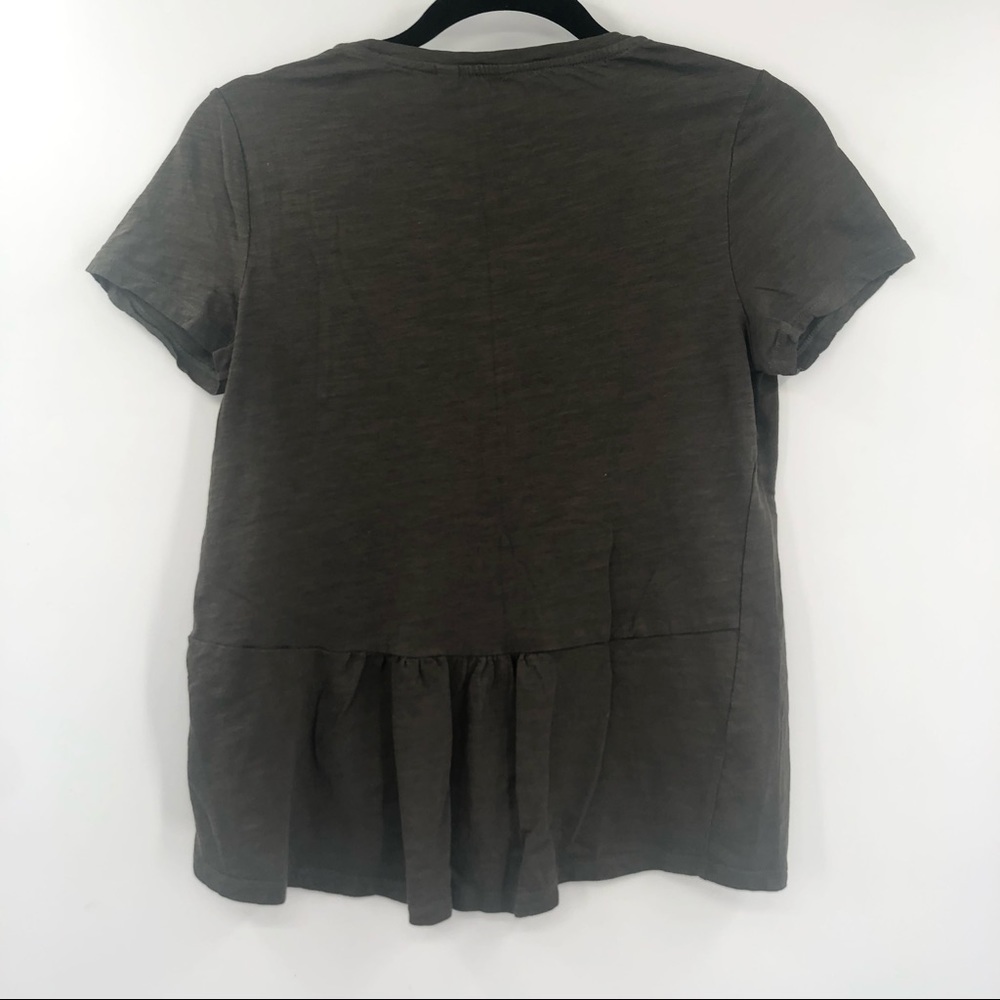 BODEN The Cotton Back Detail Tee Olive Green Peplum Back S 100% Cotton Classic